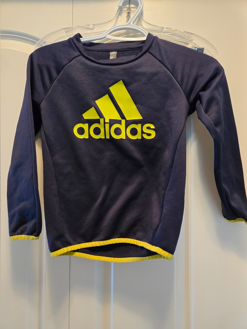 adidas Navy & Yellow Logo Kids Long-Sleeve Pullover